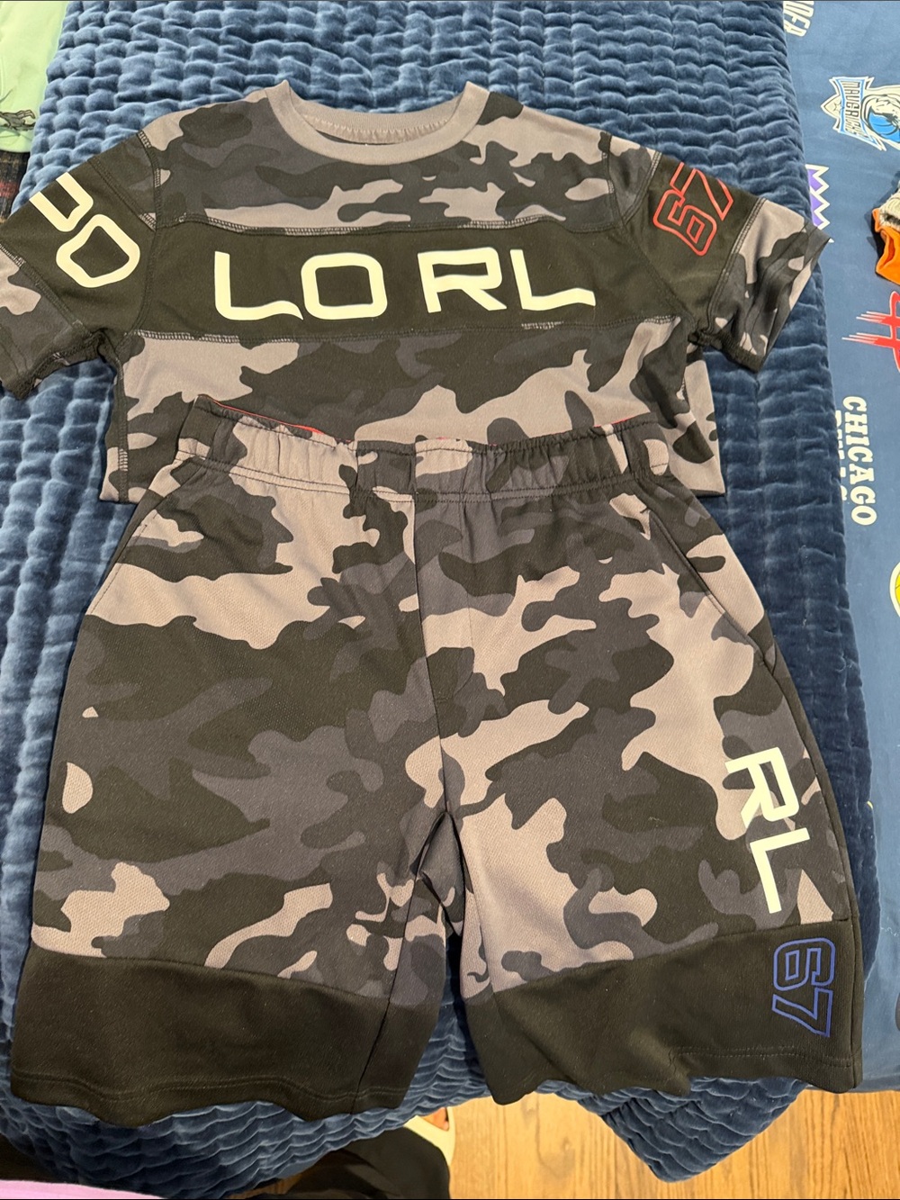 Polo Kids Camo Active Shorts Set with Logo - Black/Grey